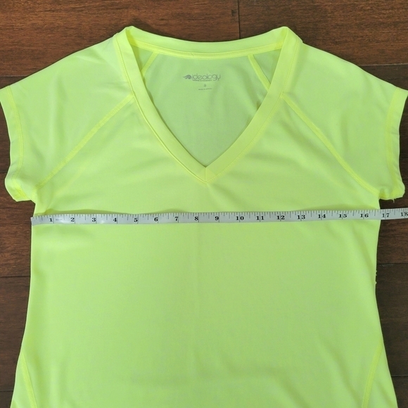 Ideology Short Sleeve V-Neck Relaxed Fit T-Shirt Women's S Highlighter Yellow - Picture 9 of 10
